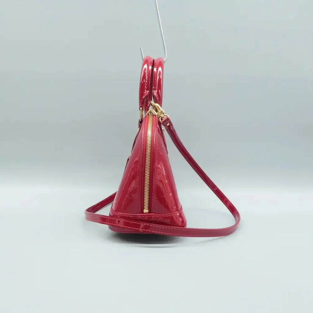 100% Authentic Louis Vuitton Alma BB Red Monogram Patent Leather Satchel - Picture 4 of 12